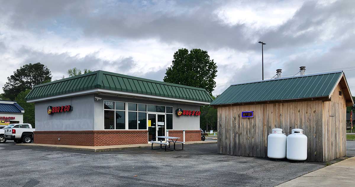 Exterior of CJ's BBQ 2 GO in Greenwood