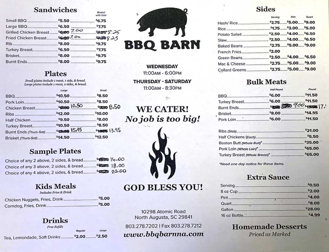BBQ Barn Restaurant in North Augusta Destination BBQ