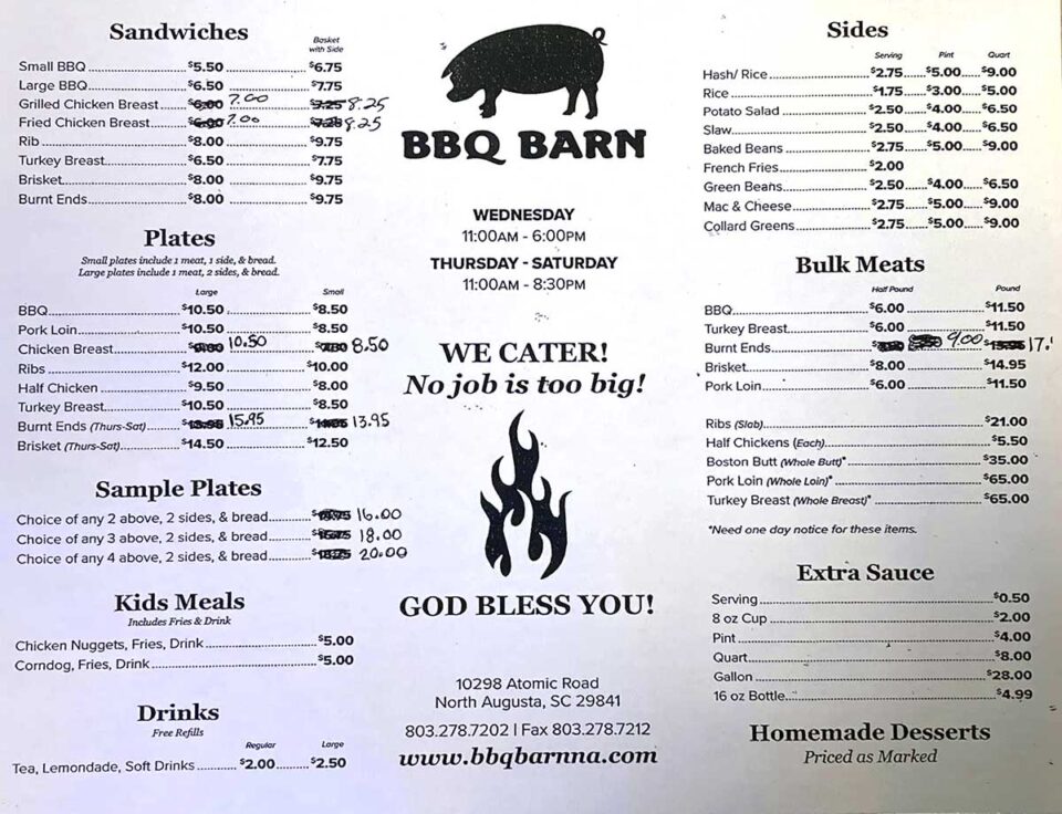 Bbq Barn Restaurant In North Augusta Destination Bbq