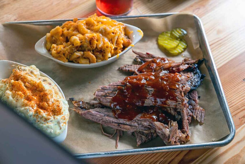 Big Dave's brisket with sides on tray