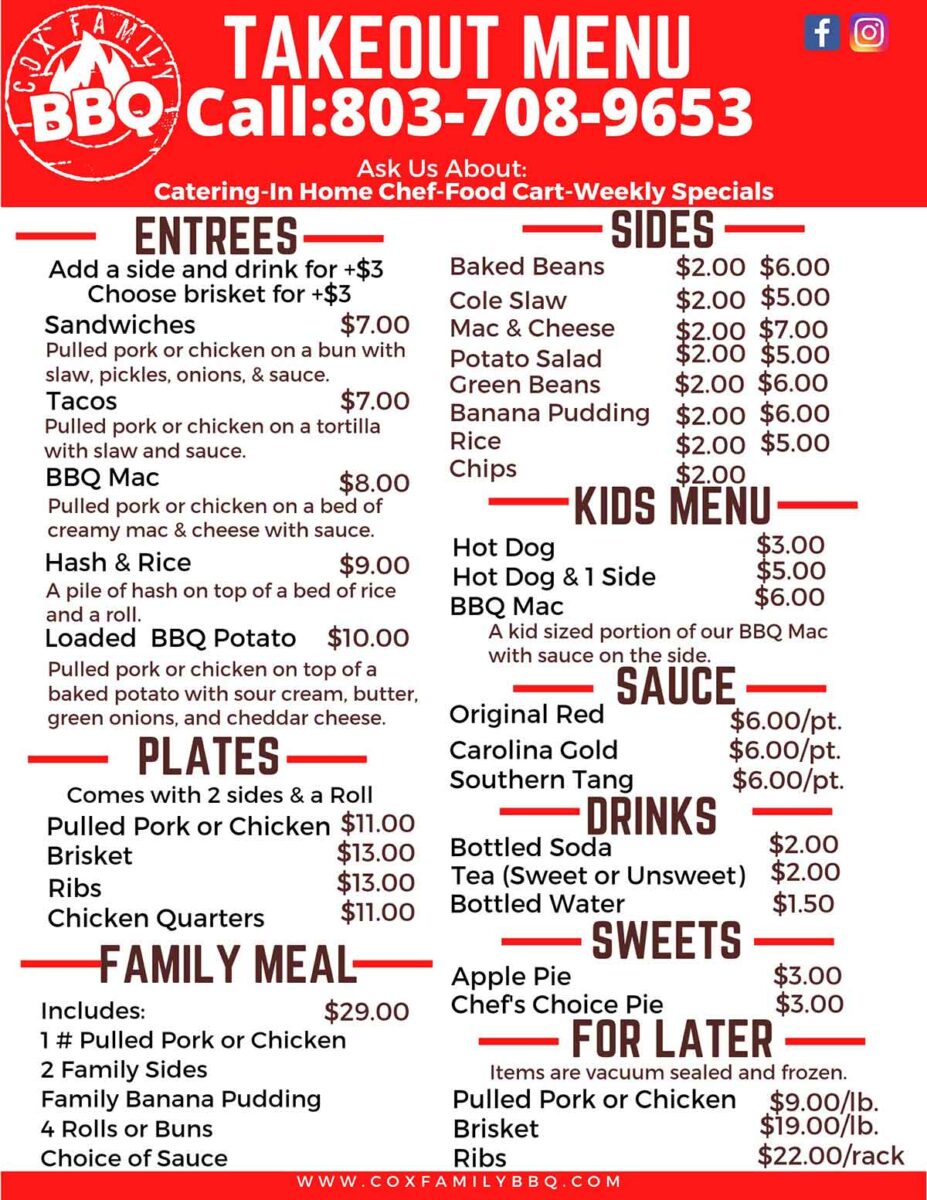 Cox Family BBQ Restaurant in Irmo Destination BBQ