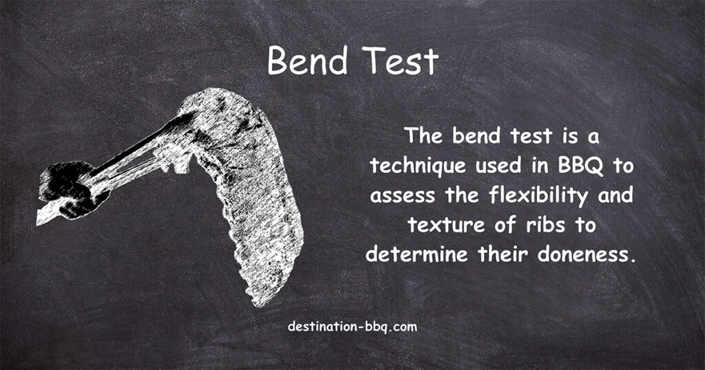 Chalkboard design for the term Bend Test including a definition and a sketch of a hand and tongs holding a bending set of ribs.