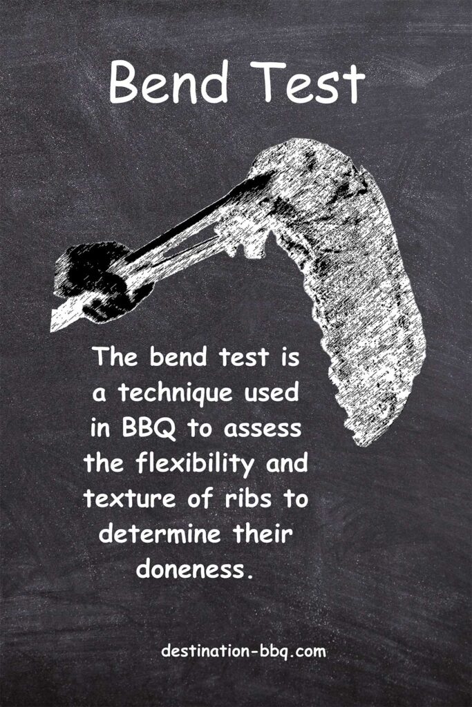 Chalkboard design for the term Bend Test including a definition and a sketch of a hand and tongs holding a bending set of ribs.