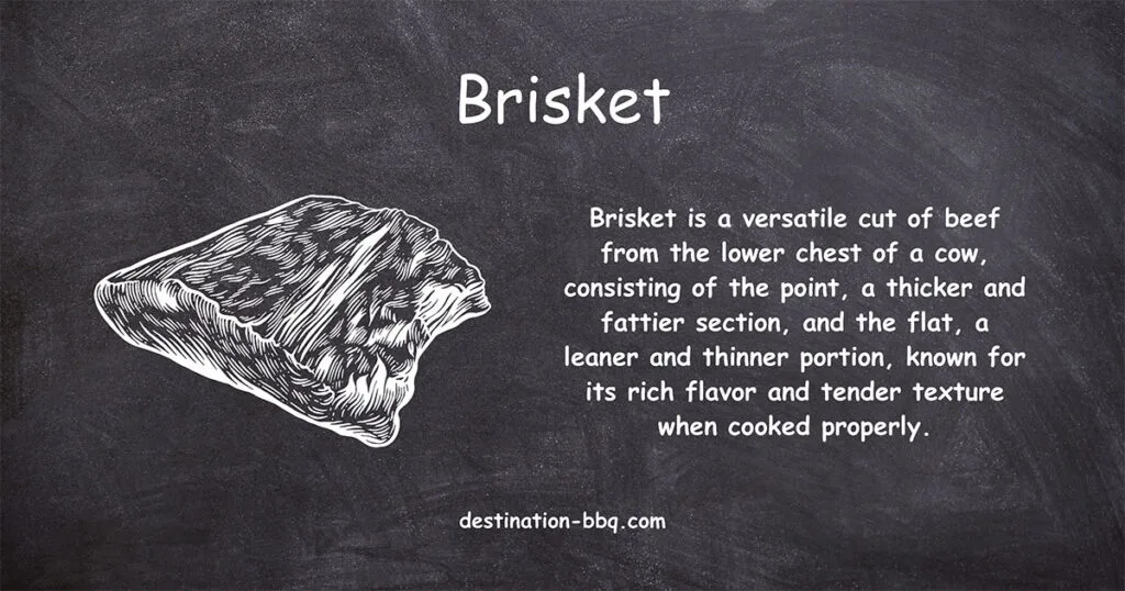 Chalkboard design for the term Brisket including a definition and a sketch of one.