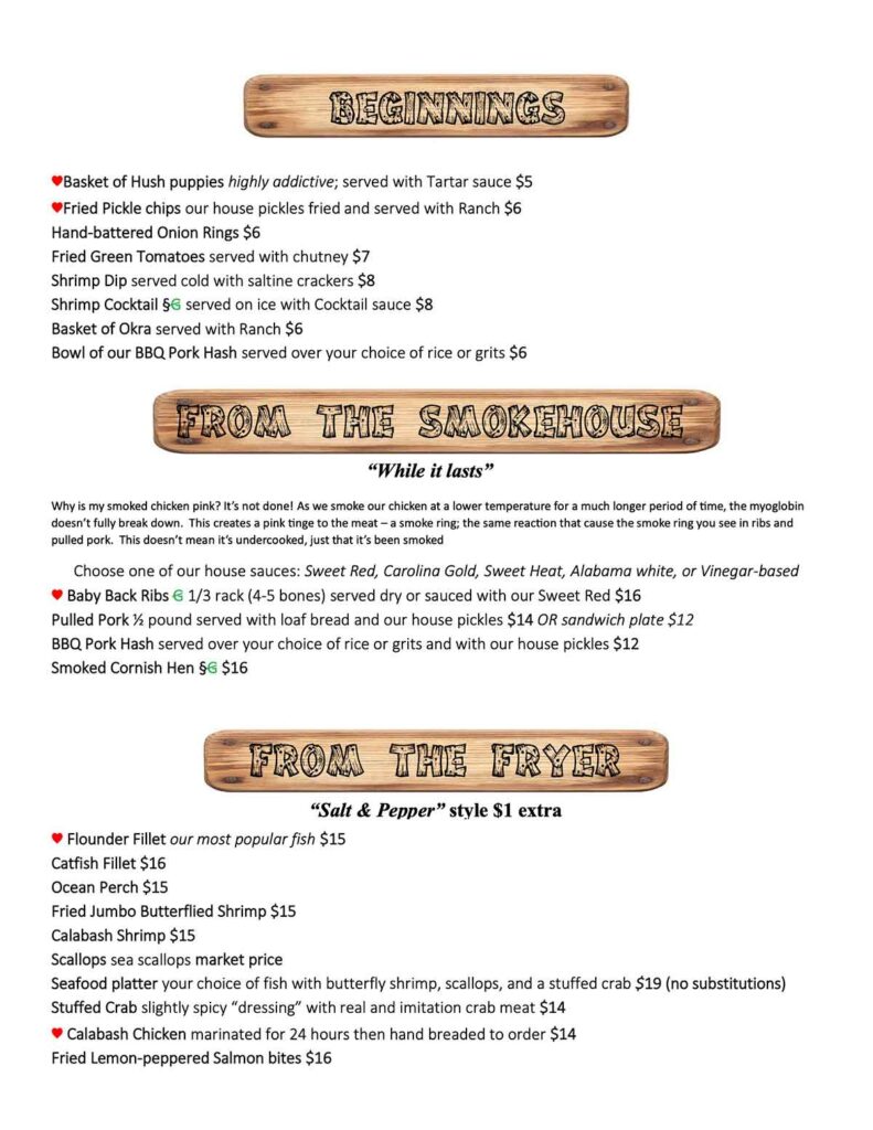 Page two of Boondocks menu