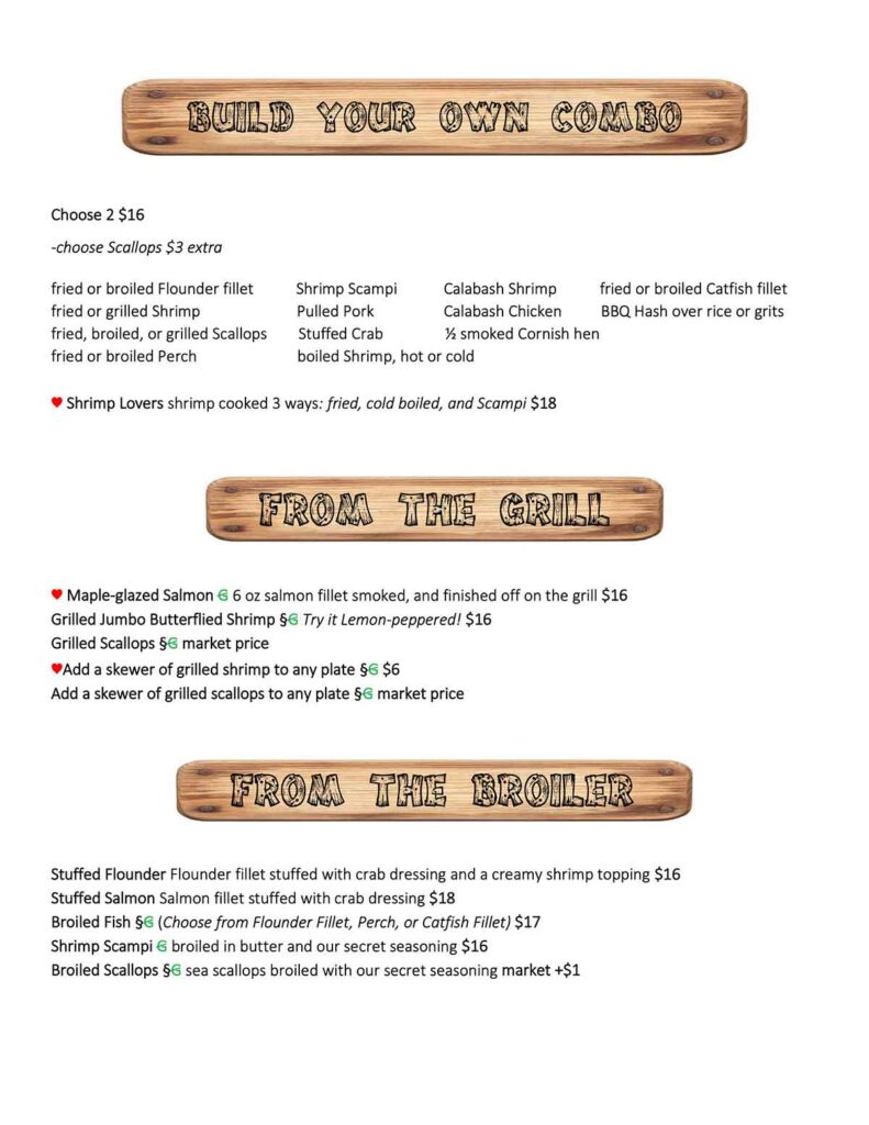 Page three of Boondocks menu