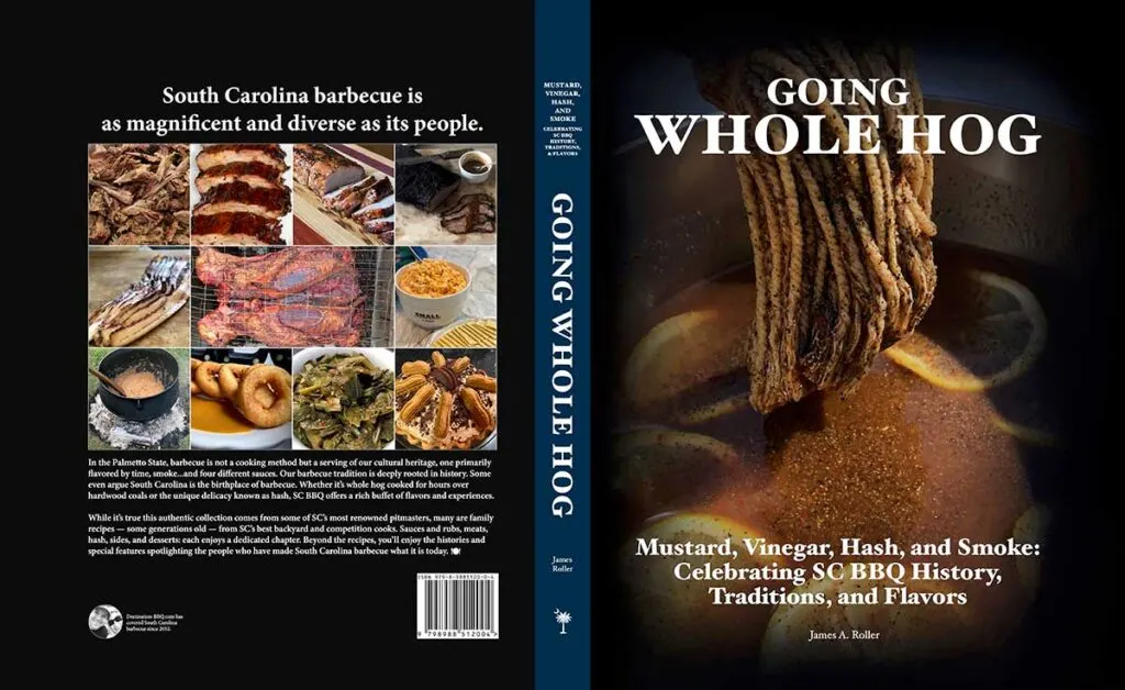 Flattened view of front and back cover of the Going Whole Hog cookbook