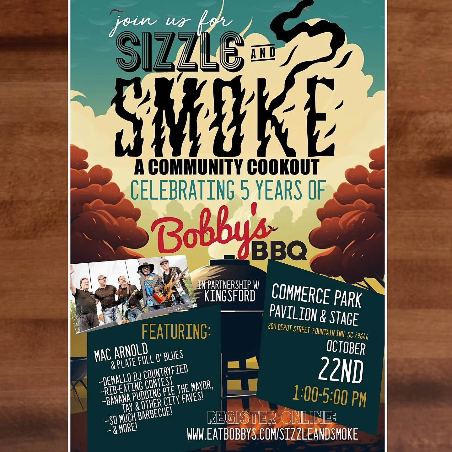 Sizzle and Smoke Community Cookout Poster