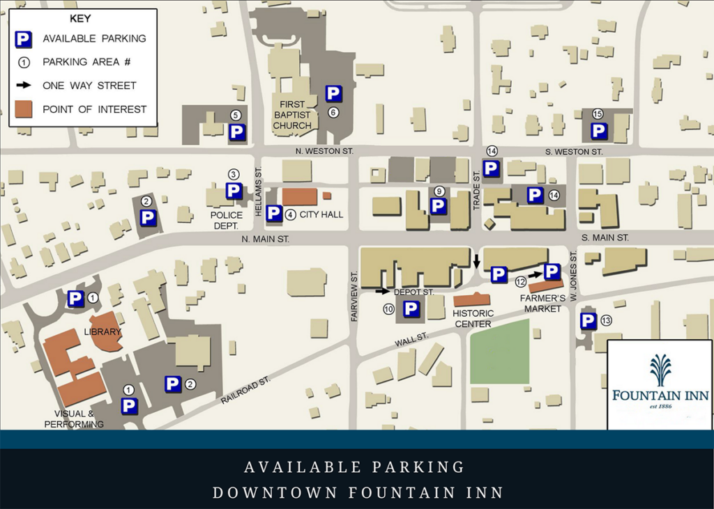 Parking map for the Sizzle & Smoke event in Fountain Inn.