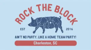Logo for Home Team BBQ's Rock the Block event.