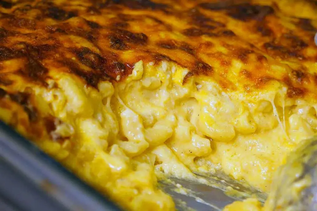 Pan of Mac and cheese.