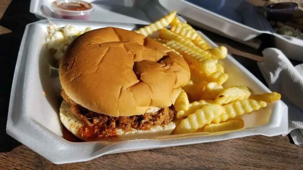 BBQ sandwich with fries.