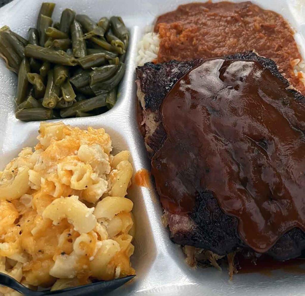 Ribs, hash, and sides.