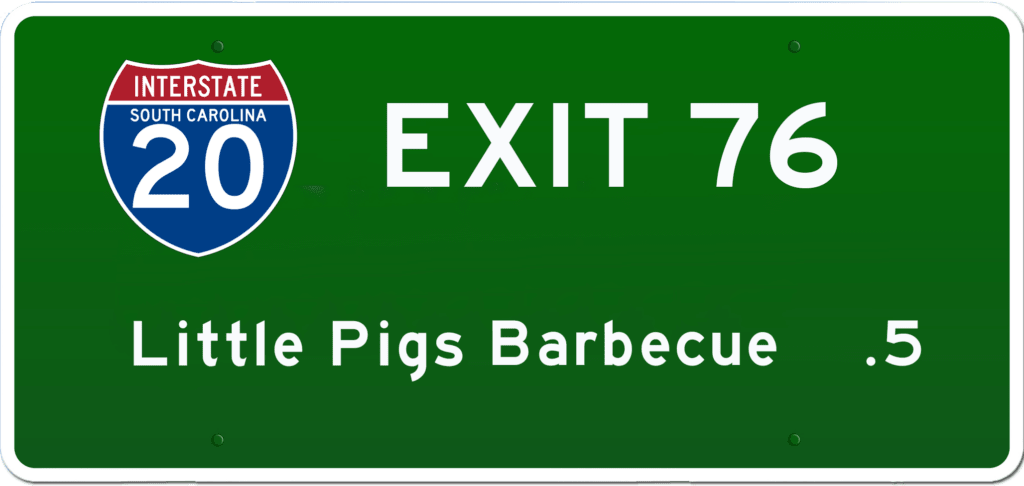 SC BBQ on I-20 at Exit 76.