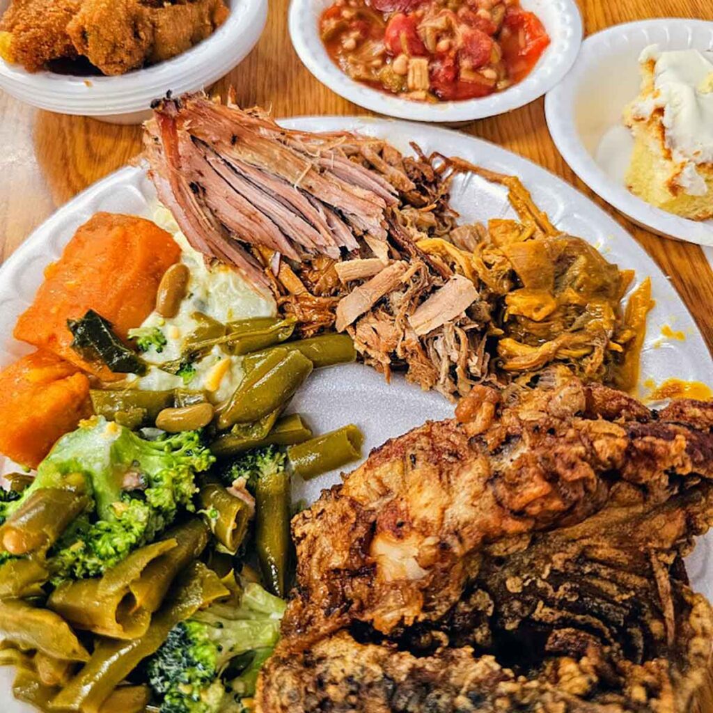 Fried chicken, BBQ and sides.