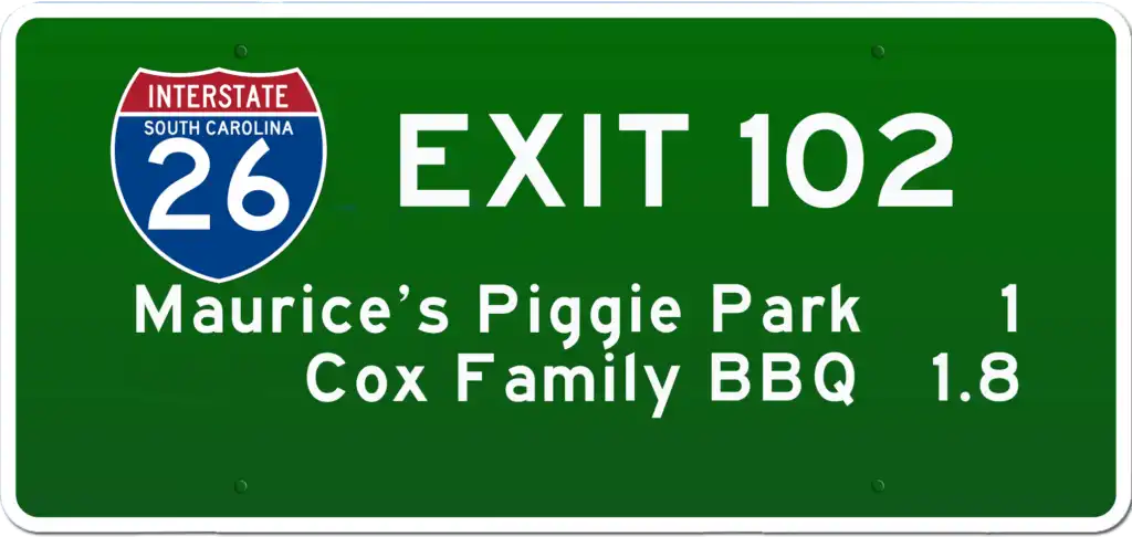 SC BBQ on I-26 at Exit 102.