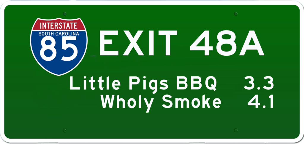 SC BBQ on I-85 at Exit 48A.