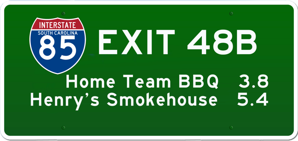 SC BBQ on I-85 at Exit 48B.