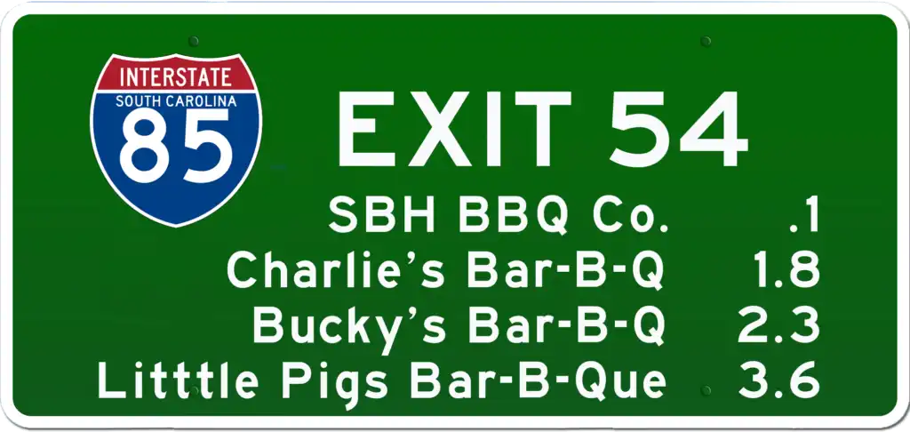 SC BBQ on I-85 at Exit 54.