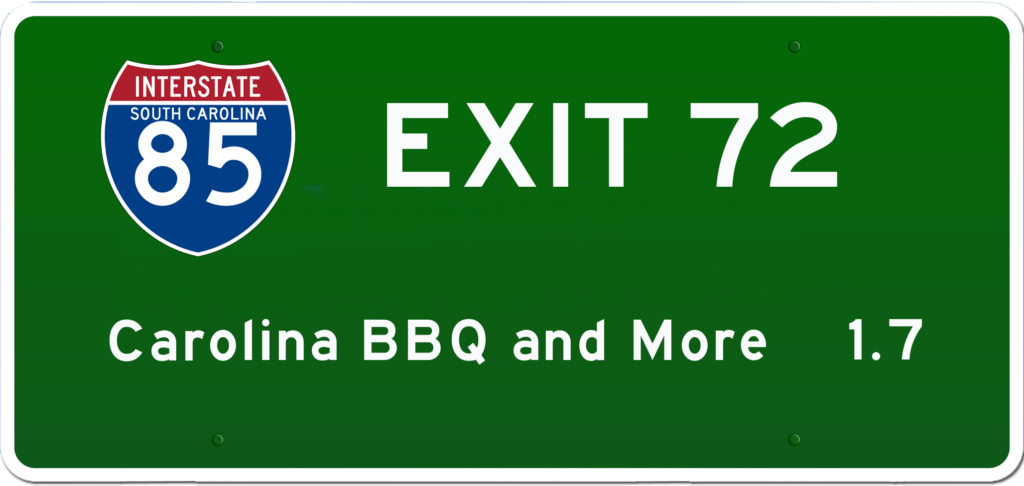 SC BBQ on I-85 at Exit 72.