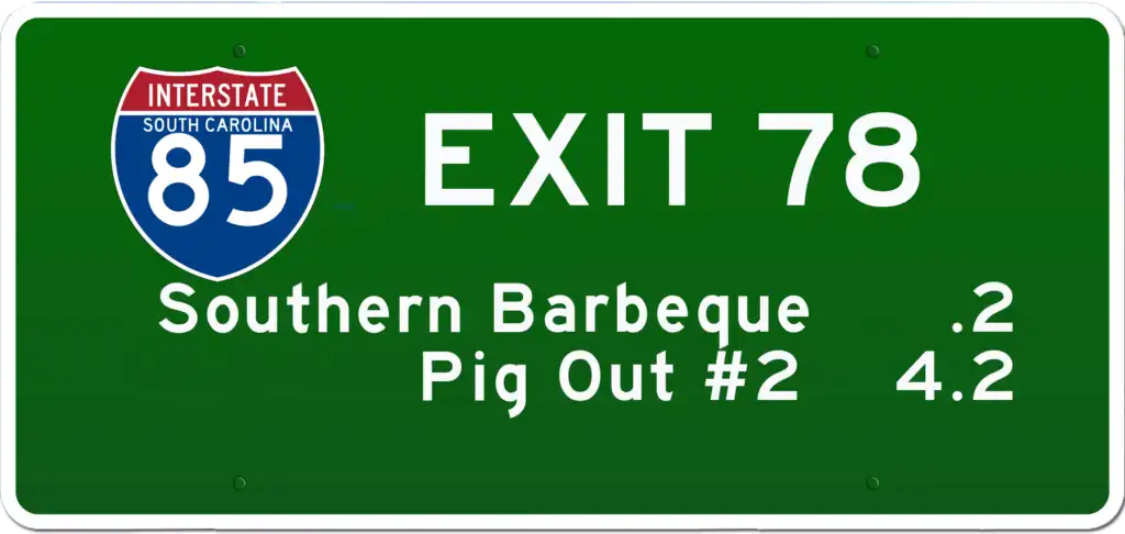 SC BBQ on I-85 at Exit 78.
