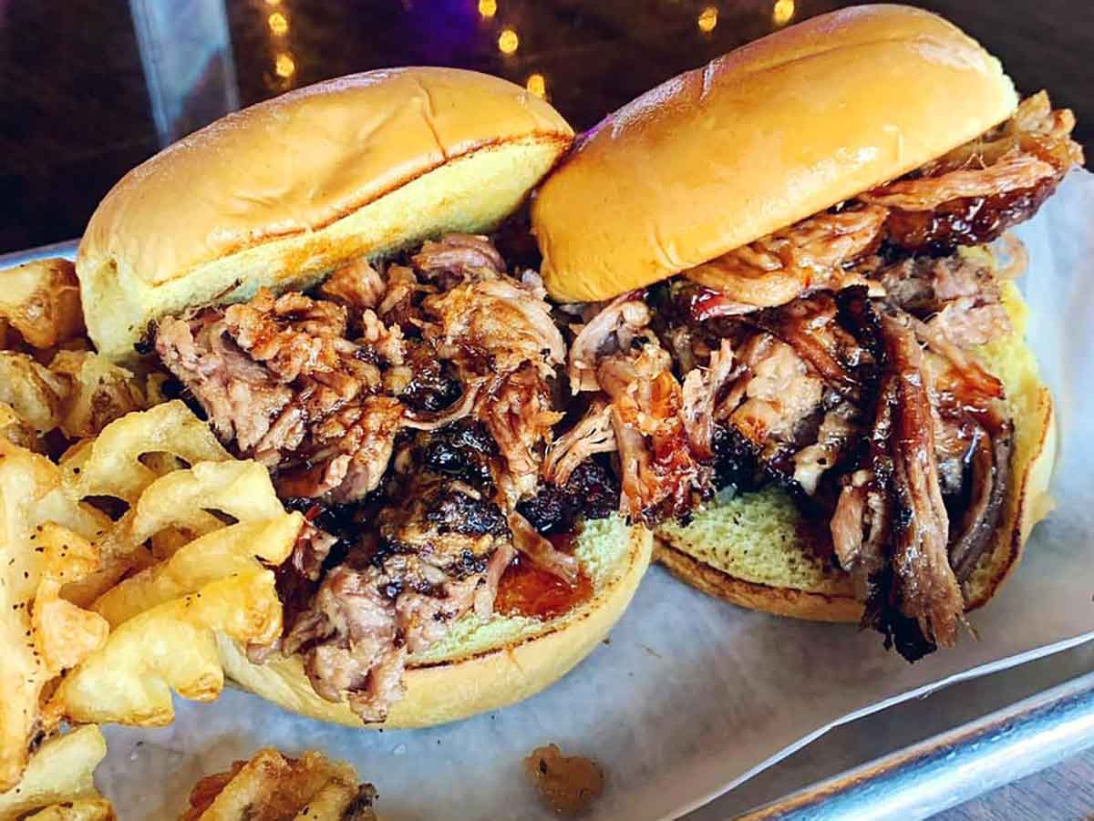 BBQ Sandwiches with fries.