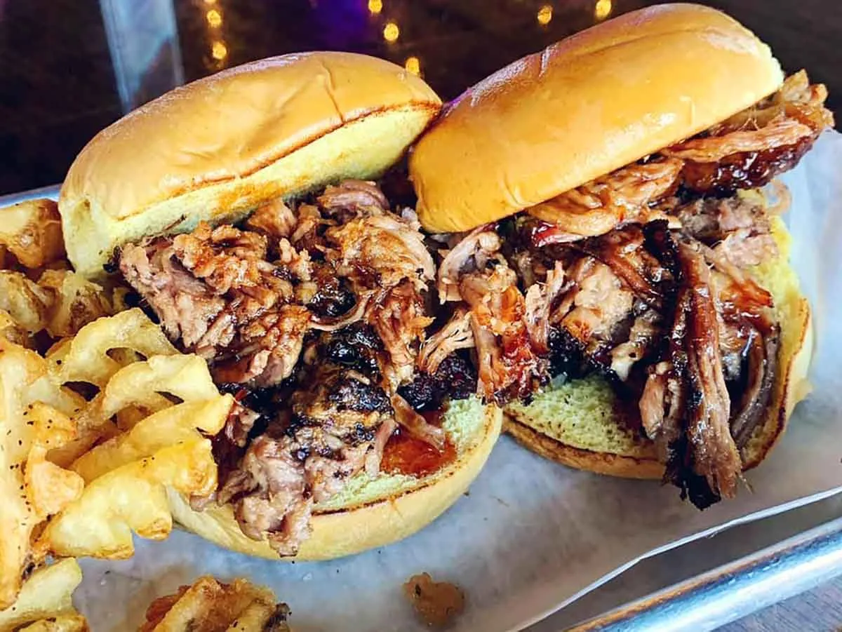 BBQ Sandwiches with fries.
