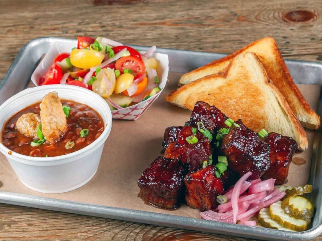 Burnt ends with sides.