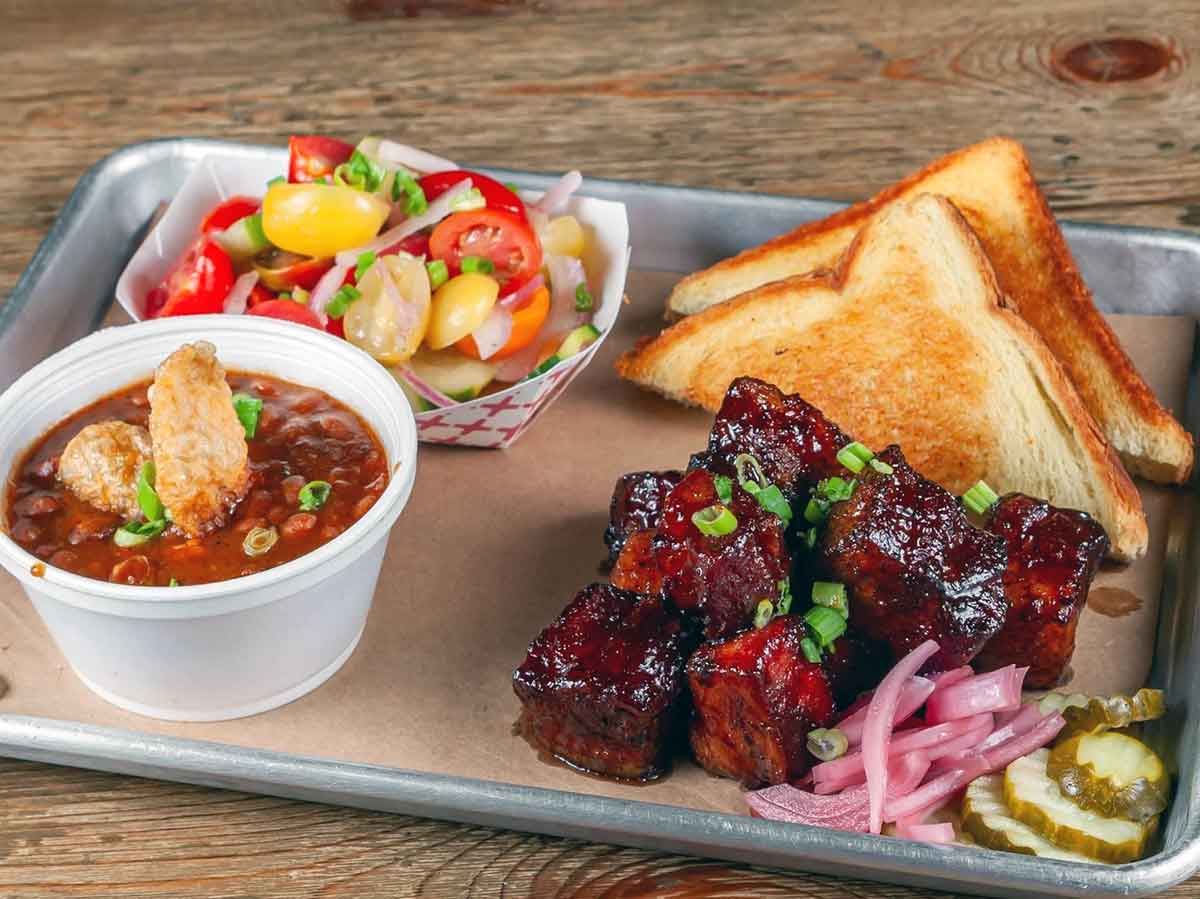 Burnt ends with sides.