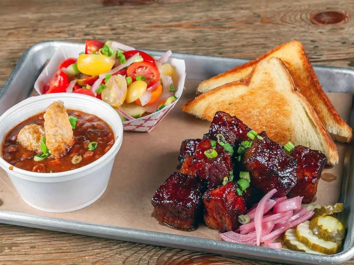 Burnt ends with sides.