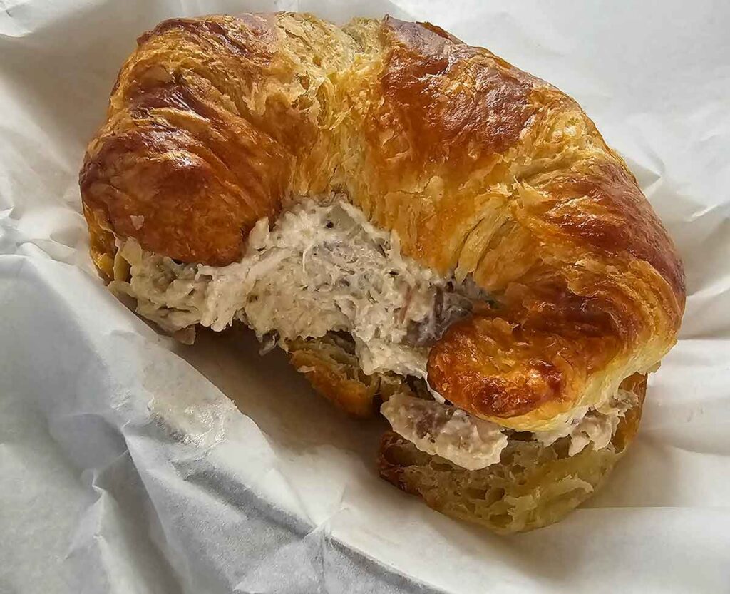 Chicken salad sandwich (on croissant).