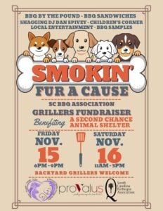 Smokin' Fur a Cause BBQ competition flyer.