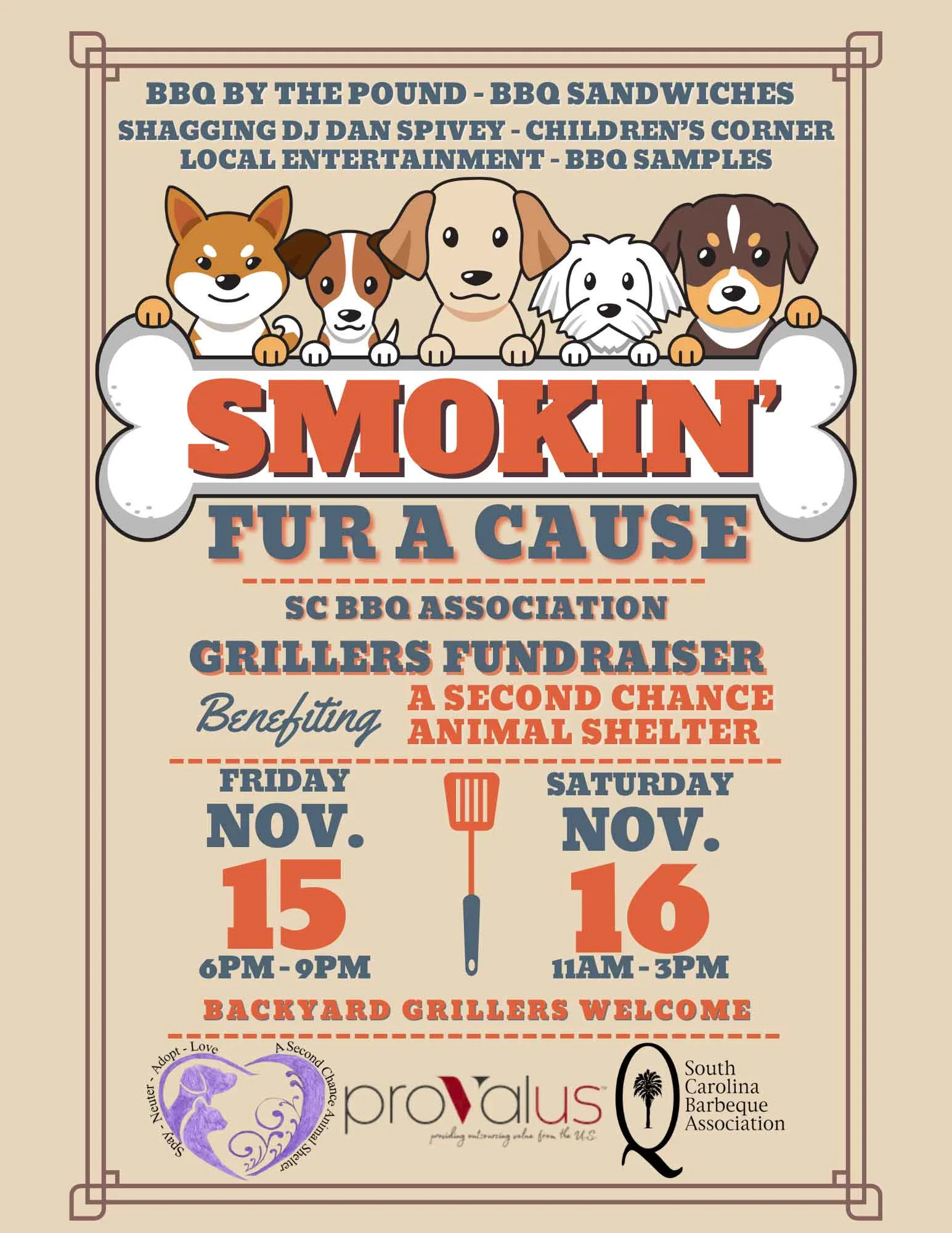 Smokin' Fur a Cause BBQ competition flyer.
