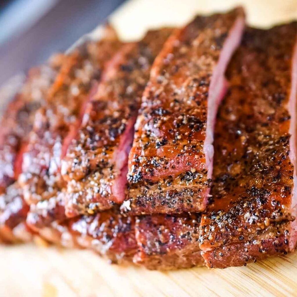 Stacked ribs with great color and seasoning.
