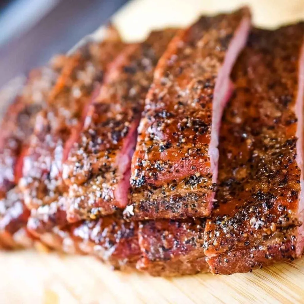Stacked ribs with great color and seasoning.