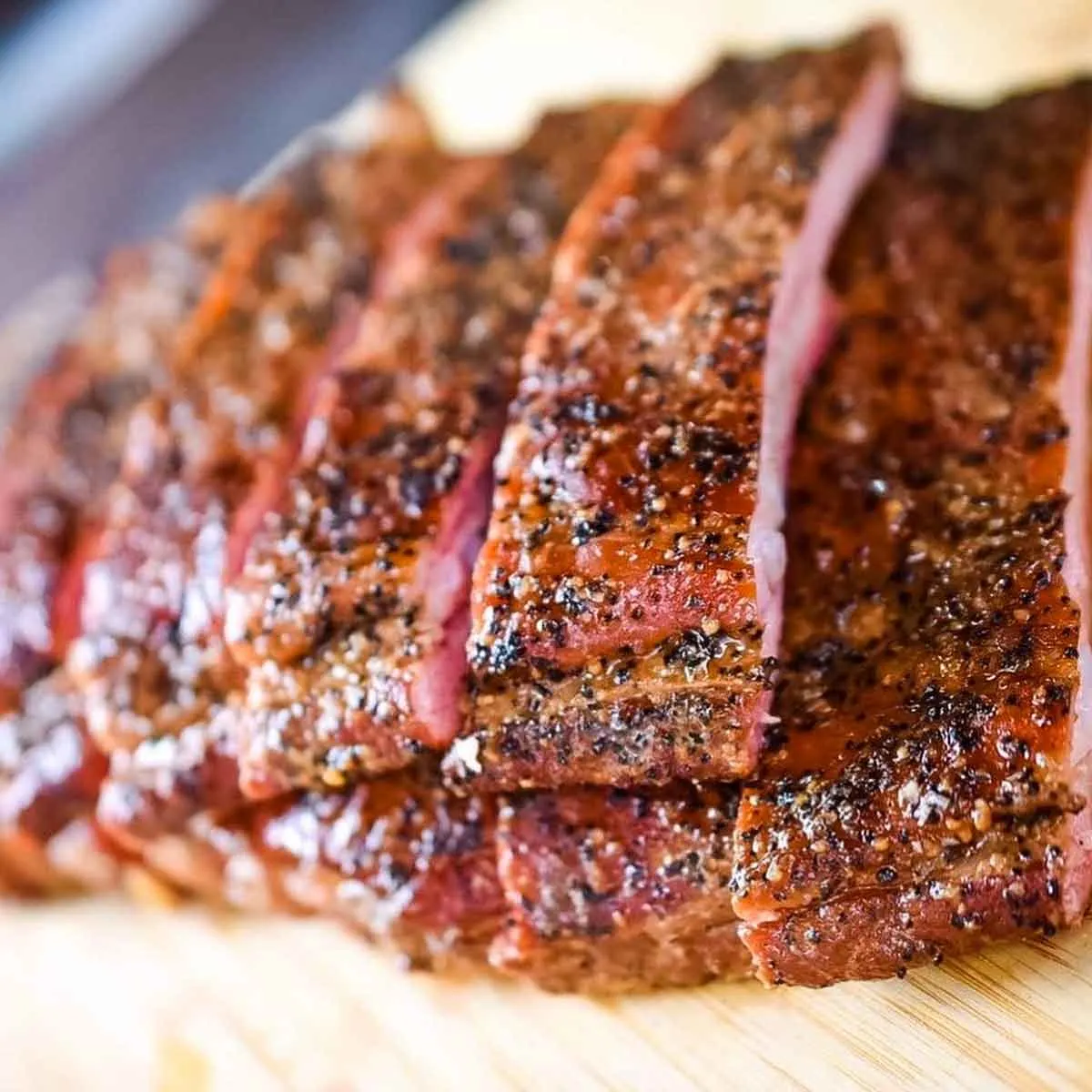 Stacked ribs with great color and seasoning.