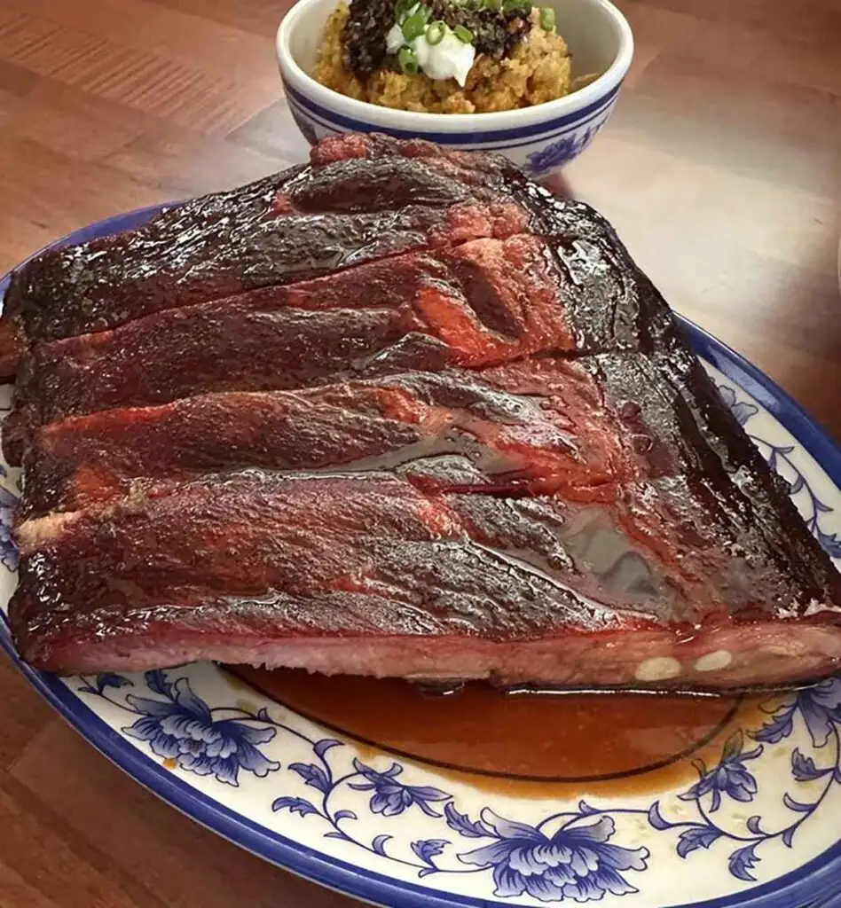 Plate of spare ribs.