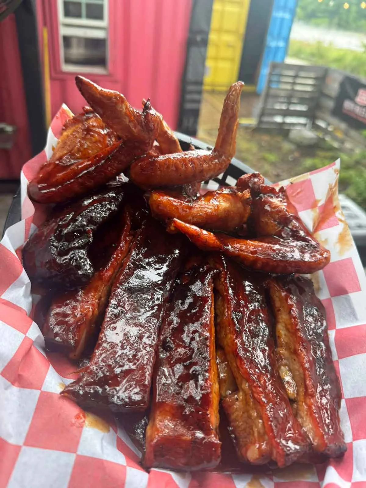 Ribs and chicken wings from Smokin' Gringo's.