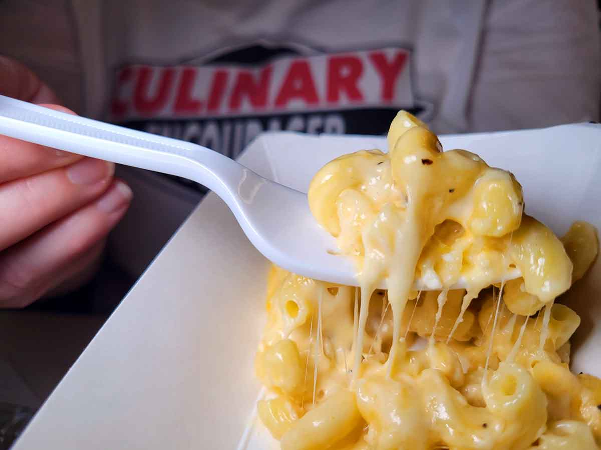 Spoonful of mac and cheese.