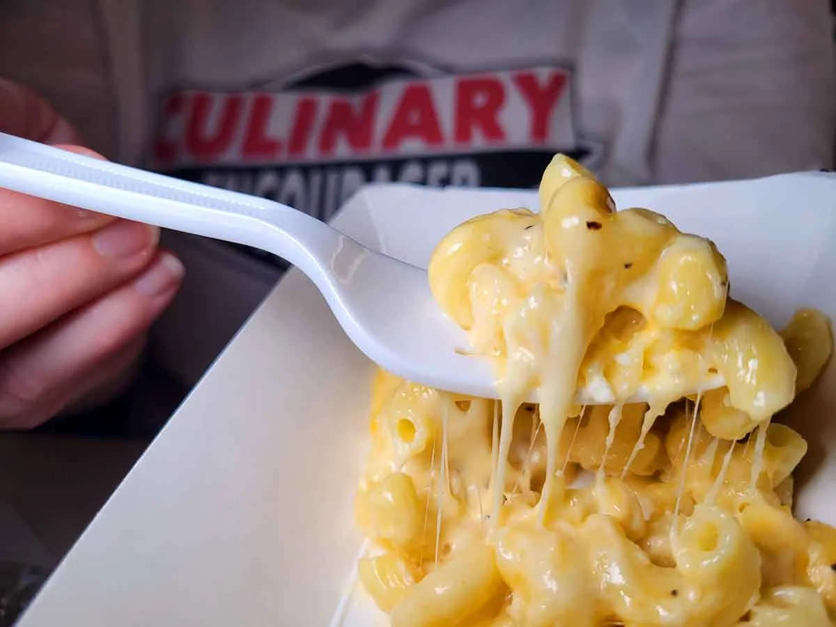 Spoonful of mac and cheese.