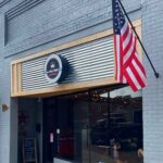 Exterior entrance of Iron City BBQ Co. in Blacksburg.