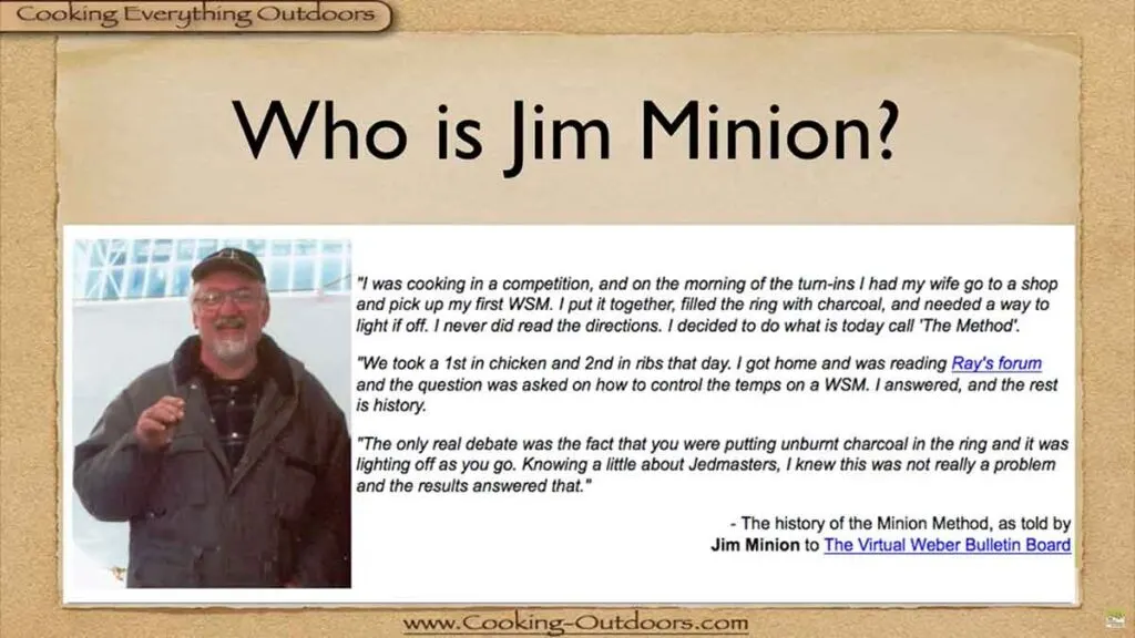Screenshot of Jim Minion from a video by cooking-outdoors.com.