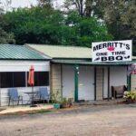 Merritt One Time BBQ exterior and roadside sign in Ridge Spring, South Carolina.
