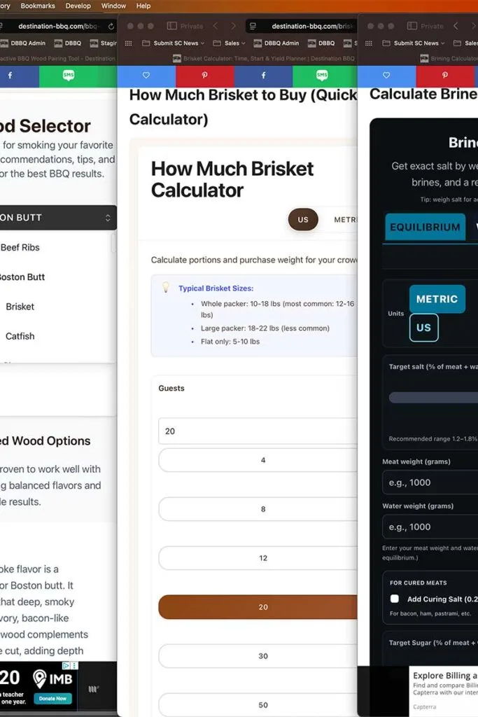 Selection of BBQ tools shown in a screenshot of multiple tiled windows.