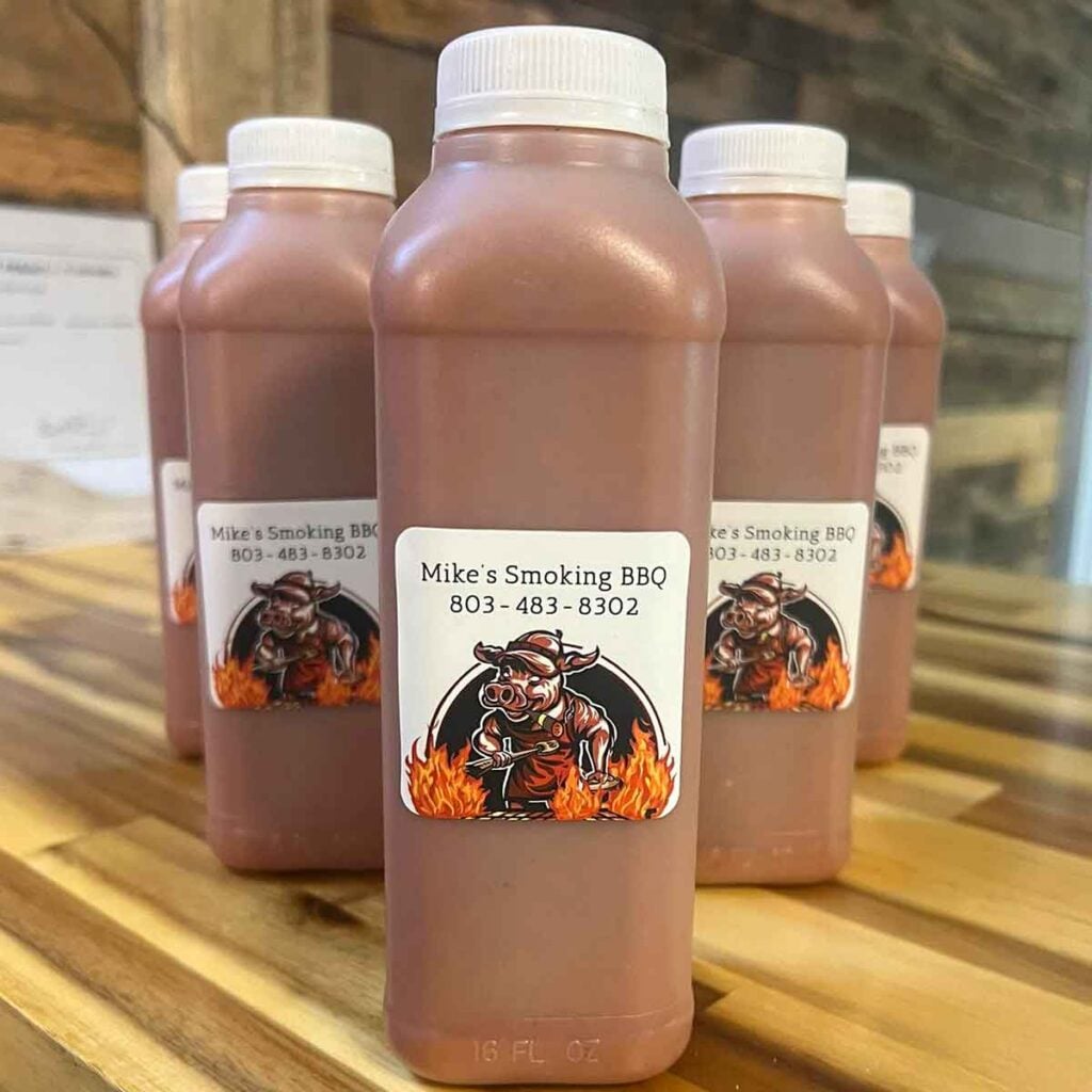 Bottle of BBQ sauce from Mike's Smokin' BBQ.