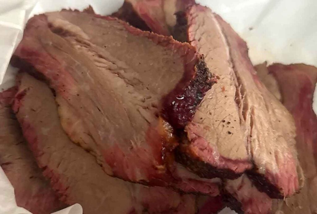 Slices of brisket.