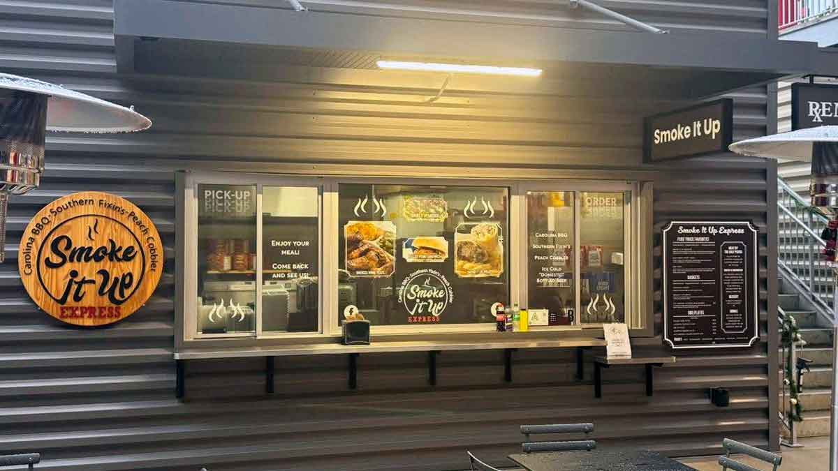 View of the Smoke It Up Express location at Gather COLA in Columbia, SC.