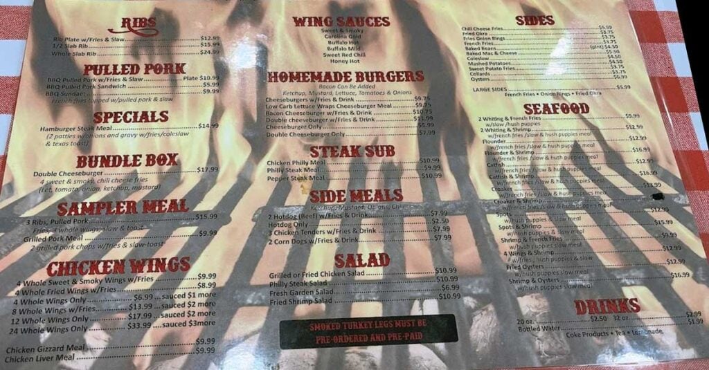 Menu for Q & J'S BAR B QUE AND MORE!