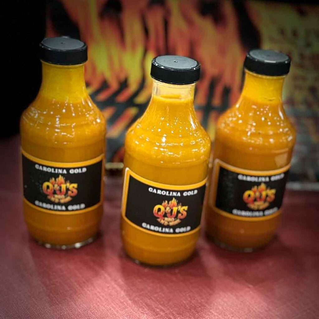 Mustard BBQ sauce from Q&J's BBQ.