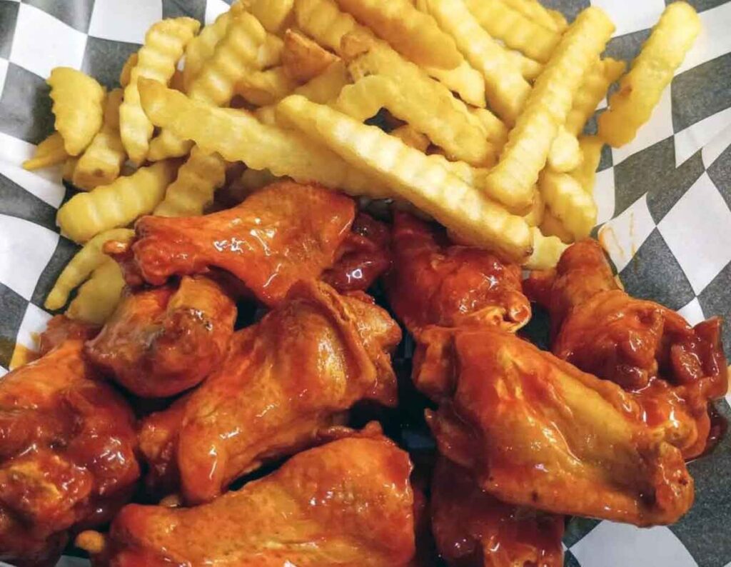 Wings and fries.